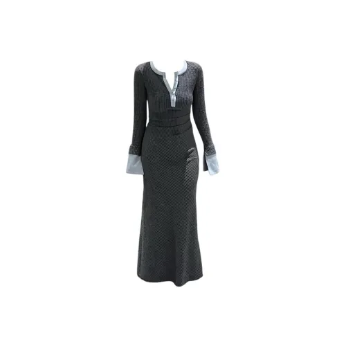 Giyu Длинный рукав Платье Женское