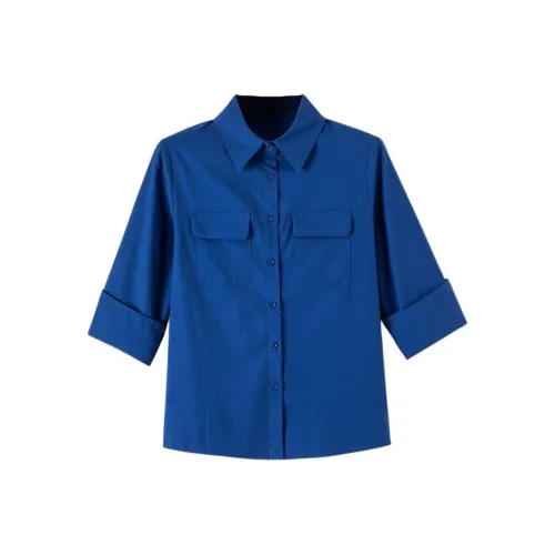 Late White Темно-синий Женские Рубашки