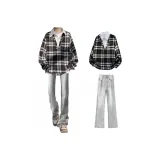 Универсальный черный свитшот + дымчато-серые джинсы