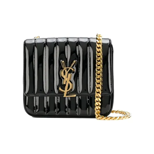 SAINT LAURENT Vicky Корова Кожа Плечевая Сумка Средний Женский Черный