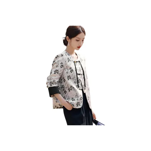 XWI Бежевый с черными цветами Женские Куртки