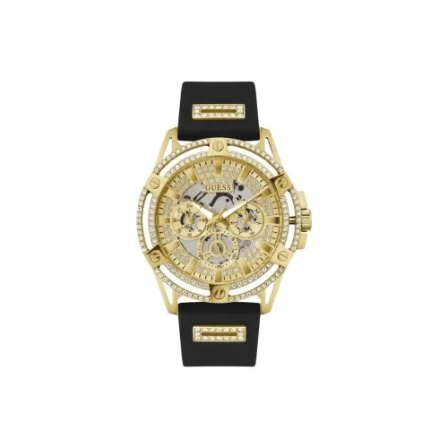 GUESS Наручные часы Кварцевый механизм Резиновый ремешок 48 мм Черепный циферблат Мужские часы