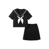 Белый воротник, короткие рукава, короткая юбка, комплект одежды