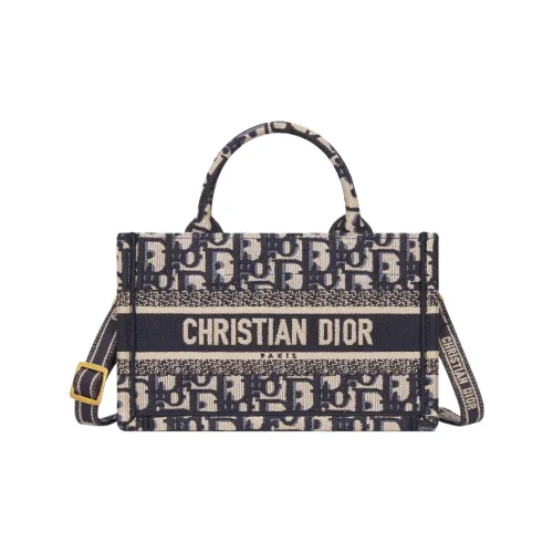 DIOR BookTote Вышивка Тоут Сумка Сумка для покупок Сумка Мини Женская Синяя и Бежевая
