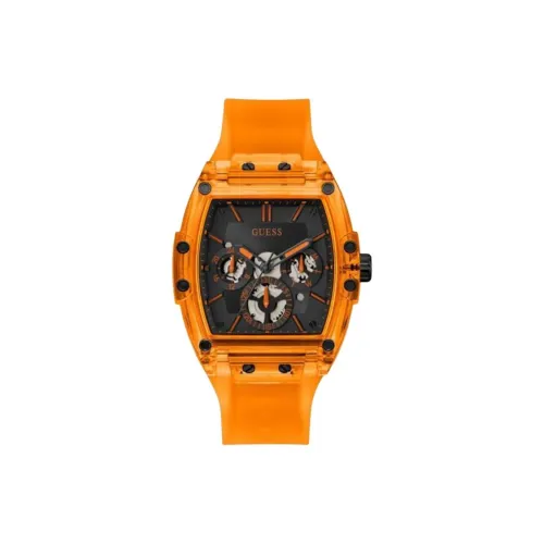 GUESS Мужские часы Кварцевый механизм Силиконовый ремешок 43 мм Черный циферблат