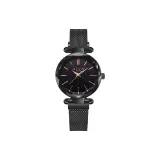 Черный корпус с черным циферблатом - черная сетчатая сумка