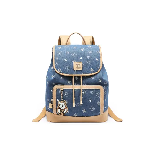 Серия Disney Winnie The Pooh Ткань Рюкзак Стандартный Женские Джинсовый Синий