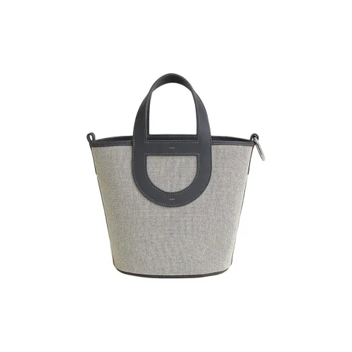 HERMES In The Loop Canvas Swift Телячья кожа Сумка Женская Светлый Бежевый Темный Сланцево-серый