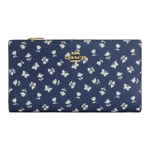 COACH Slim Wallet Покрытый холст Кошелек Маленький Женский Синий