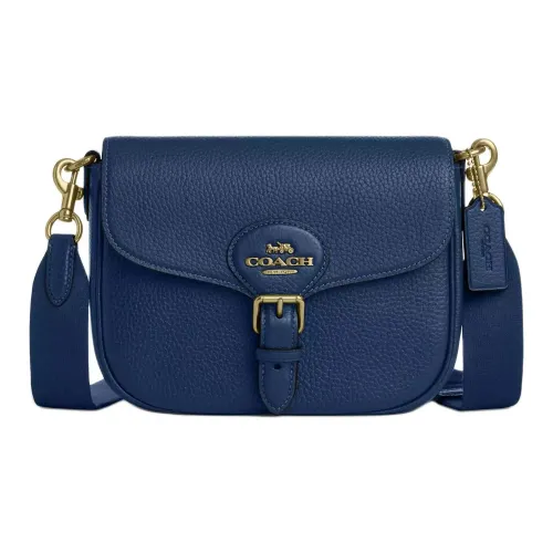 COACH Amelia Каменная кожа Седло Сумка Сумка через плечо Средняя Женская Синяя