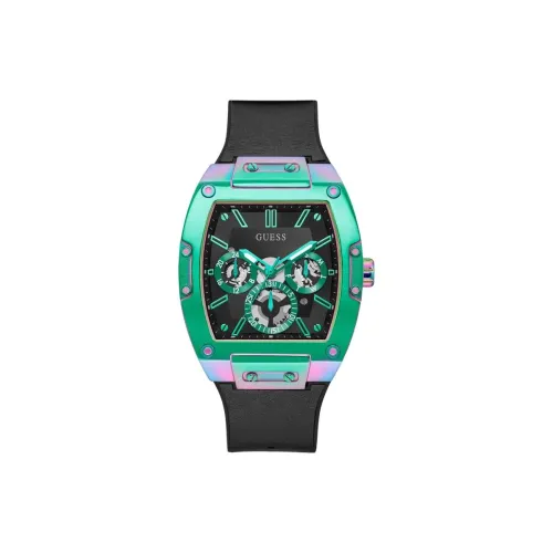 GUESS Наручные часы Кварцевый механизм Кожаный ремешок 43 мм Черный циферблат Мужские часы