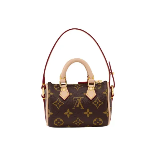 LOUIS VUITTON Speedy Покрытый холст с кожаными вставками подушка сумка на одно плечо экстра мини женская коричневый