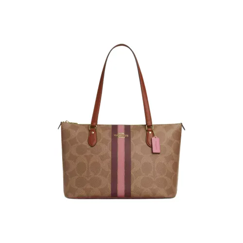 COACH Gallery Покрытый холст Тоут Сумка Сумка для покупок Сумка Сумка через плечо Большая Женская Коричневая
