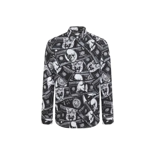 PP PIERRE PIERUCCI Мужская рубашка с черным цветочным принтом