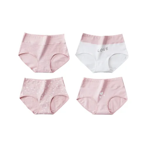 Lanza [4 шт] Полосы + Письмо + Большой Сердце + Маленькое Сердце Женские Трусики-бикини