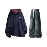 Комплект одежды (Темно-синий топ + Винтажные синие штаны)