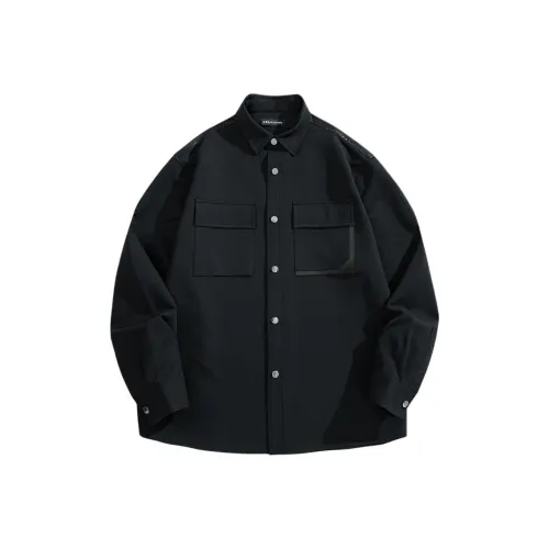 PEACEBIRD MEN Черный Рабочая одежда Рубашка Длинный рукав Четыре Пути Эластичная Рубашка Мужская