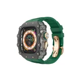 Углеродное волокно, прозрачная рамка, акула, фторкаучук, зеленый ремень и розово-золотая застежка-бабочка