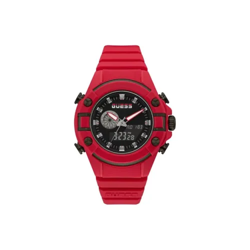 GUESS Мужские часы Кварцевый механизм Силиконовый ремешок 47 мм Черный циферблат