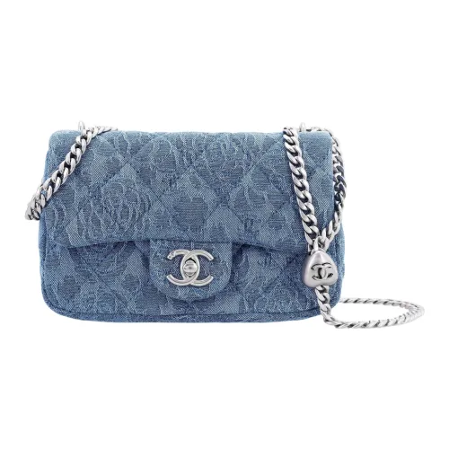 CHANEL 23P SS Выстиранная джинсовая сумка через плечо Маленькая Женская Выстиранная джинсовая сумка