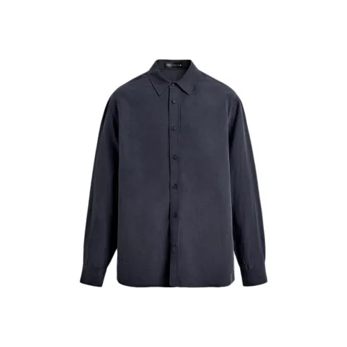 ZARA Глубокий морской синий Мужские рубашки