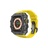 Углеродное волокно, прозрачный черный, рамка, акула, фторкаучук, желтый ремешок, черная застежка-бабочка