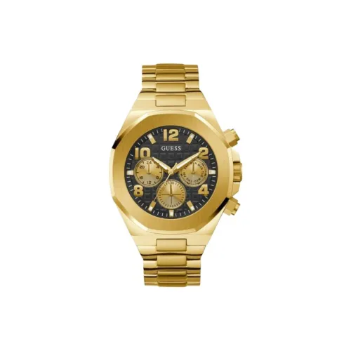 GUESS Мужские часы Кварцевый механизм Ремешок из нержавеющей стали 46 мм Черный циферблат