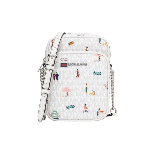 MICHAEL KORS Jet Set Travel Покрытый холст Сумка через плечо Средняя Женская Оптический белый Цвет