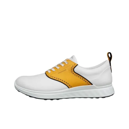 Ecco GOLF S THREE Устойчивая к истиранию низкая обувь для гольфа Мужская Белый Желтый
