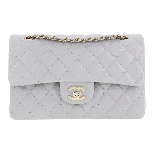 CHANEL Classic Flap CF Телячья кожа Сумка через плечо Маленькая Женская Серый