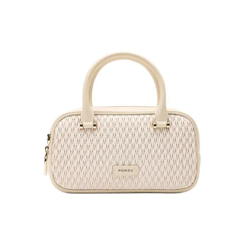 HONGU Ткань Синтетическая кожа Бостонская сумка Сумка через плечо Сумка Женская Темно-черный Экрю