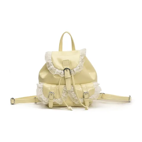DIFFERENT FACES ПУ (полиуретан) Рюкзак Стандартный Женский Светло-желтый