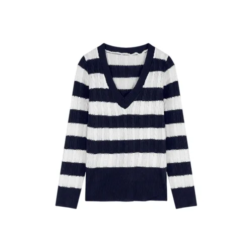 DOSOHEB 【Синий Белый Полосы】 Женский Трикотаж