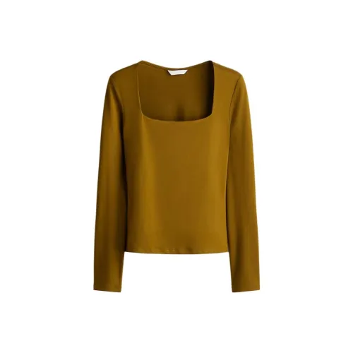 H&M Оливково-зеленые Женские Футболки
