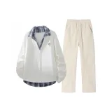 Белый топ + абрикосовые штаны