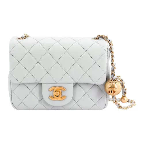 CHANEL Sheepskin Mini Crossbody Bag Shoulder Bag Mini Women's Light Gray
