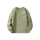 [Круглый воротник Свитшот] Серый Горох Зеленый (с Веселым Коричневым Логотипом на груди)