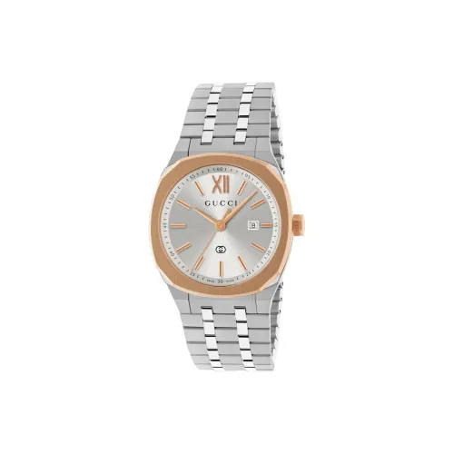 GUCCI 25H Наручные часы Кварцевый механизм Ремешок из нержавеющей стали 30 мм Серебристый циферблат Женские часы