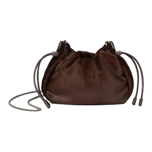 BRUNELLO CUCINELLI Сумка-ведро из телячьей кожи сумка через плечо мини женская коричневая