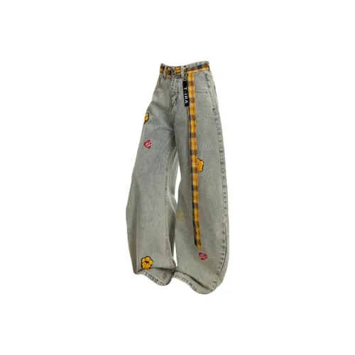 T IRA Светло-синий Без логотипа Застежка Унисекс Джинсы