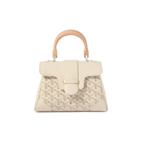 GOYARD Saigon Goyardine Холст с Chevroches Телячья кожа Одно плечо Сумка Мини Женская Песочный