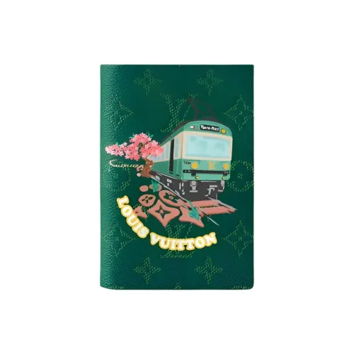 LOUIS VUITTON Nigo Collaboration Монограмма Покрытый холст Держатель для паспорта Унисекс Зеленый