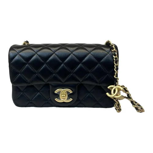 CHANEL Classic Flap CF Овечья кожа Сумка через плечо Сумка на плечо Мини Женский Черный