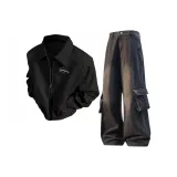 Черный топ + Черные брюки