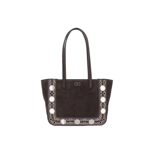 Valentino Кожа Тоут Сумка Сумка для покупок Сумка на плечо Женская Коричневая