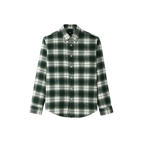 HLA Средний Зеленый Клетчатый B3 Мужские Рубашки