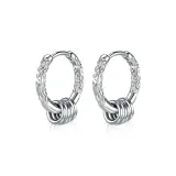 Серебряные серьги-кольца "Благоприятные облака" с золотым кольцом [1 пара]