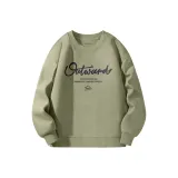 [Свитшот с круглым вырезом] Серый в горошек, зеленый (Ручная надпись Танши)