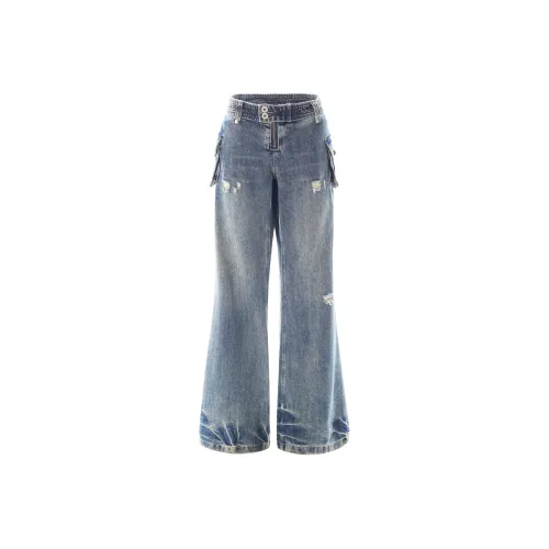 BEAR UNION Выстиранные синие женские джинсы