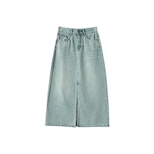 Garbege Glacier Blue Petite Women's Denim Long Skirts